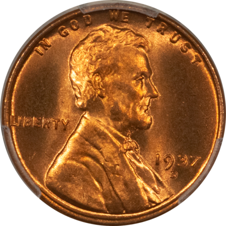 Lincoln Cents (Wheat) 1937-D LINCOLN CENT – PCGS MS-66 RD, LOOK SUPERB! PREMIUM QUALITY!