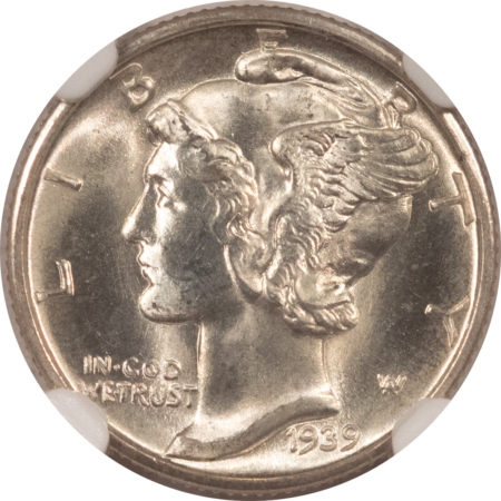 Mercury Dimes 1939-D MERCURY DIME – NGC MS-65 FB, GEM!