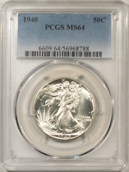 Half Dollars 1940 WALKING LIBERTY HALF DOLLAR – PCGS MS-64, PREMIUM QUALITY! HEADLIGHT!