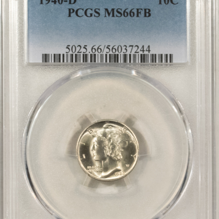 Mercury Dimes 1940-D MERCURY DIME – PCGS MS-66 FB, BLAST WHITE!