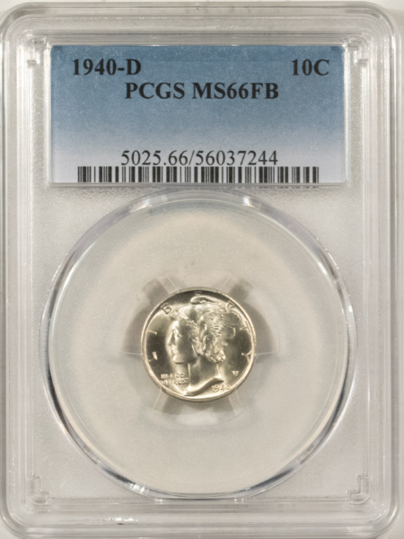 Mercury Dimes 1940-D MERCURY DIME – PCGS MS-66 FB, BLAST WHITE!
