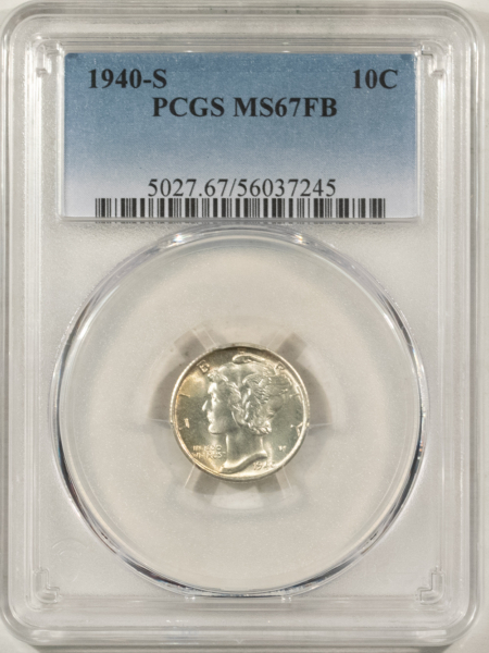 Mercury Dimes 1940-S MERCURY DIME- PCGS MS-67 FB, SUPERB GEM!