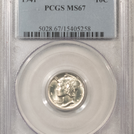 Mercury Dimes 1941 MERCURY DIME – PCGS MS-67, SUPERB GEM!