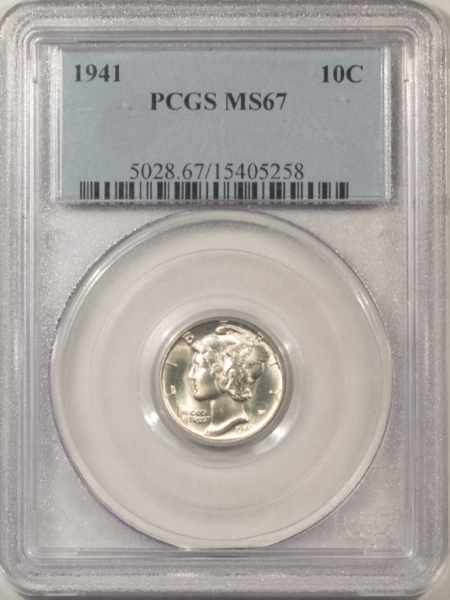 Mercury Dimes 1941 MERCURY DIME – PCGS MS-67, SUPERB GEM!