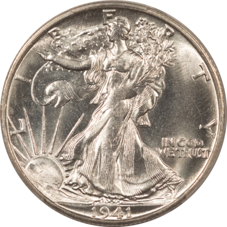 Half Dollars 1941-S WALKING LIBERTY HALF DOLLAR – PCGS MS-64 PREMIUM QUALITY WHITE HEADLIGHT!