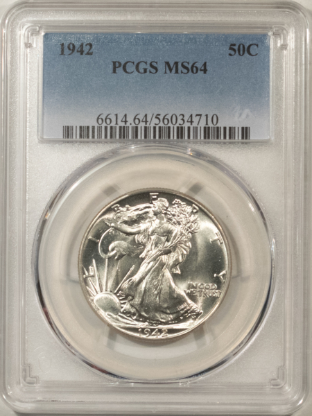 Half Dollars 1942 WALKING LIBERTY HALF DOLLAR – PCGS MS-64