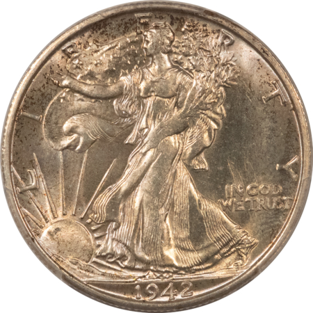 Half Dollars 1942-S WALKING LIBERTY HALF DOLLAR – PCGS MS-65, ORIGINAL GOLDEN WHITE GEM!