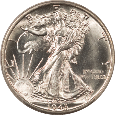 Half Dollars 1943-S WALKING LIBERTY HALF DOLLAR – PCGS MS-65, BLAZING WHITE GEM!
