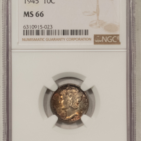 Mercury Dimes 1945 MERCURY DIME – NGC MS-66, PRETTY!