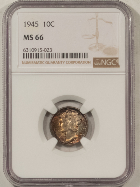 Mercury Dimes 1945 MERCURY DIME – NGC MS-66, PRETTY!