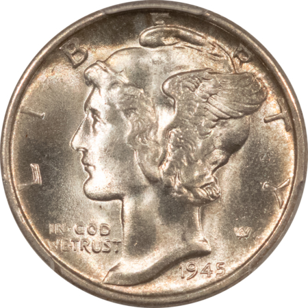 Mercury Dimes 1945-S MERCURY DIME, MICRO S – PCGS MS-65 FB, ORIGINAL WHITE BLAZER!