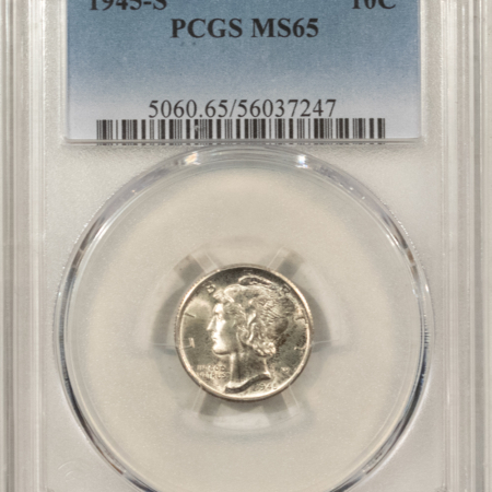 Mercury Dimes 1945-S MERCURY DIME – PCGS MS-65, PREMIUM QUALITY++!