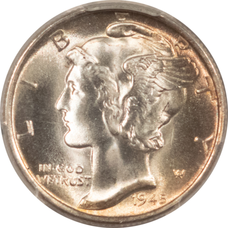 Mercury Dimes 1945-S MERCURY DIME – PCGS MS-67, SUPERB!