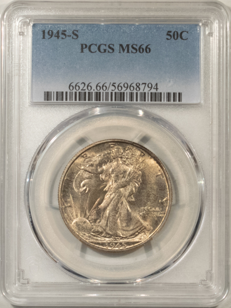 Half Dollars 1945-S WALKING LIBERTY HALF DOLLAR – PCGS MS-66