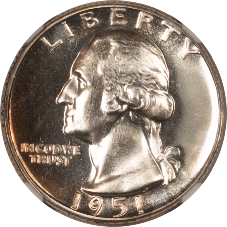 New Certified Coins 1951 PROOF WASHINGTON QUARTER – NGC PF-65, WHITE GEM PROOF!
