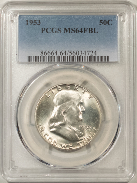 Franklin Halves 1953 FRANKLIN HALF DOLLAR – PCGS MS-64 FBL