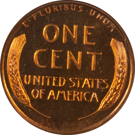 Lincoln Cents (Wheat) 1955 PROOF LINCOLN CENT – ANACS PR-66 CAMEO, RED & PQ! OLD WHITE ANACS HOLDER