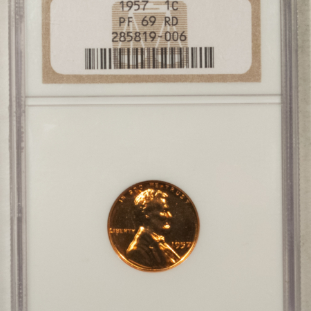 Lincoln Cents (Wheat) 1957 PROOF LINCOLN CENT – NGC PF-69 RD, PRISTINE RED & VIRTUALLY PERFECT!