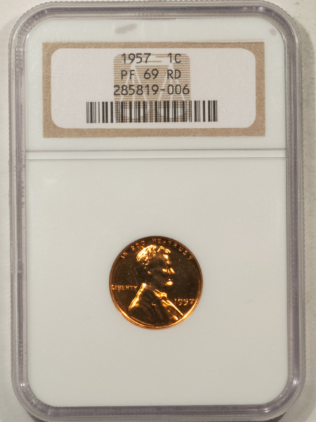 Lincoln Cents (Wheat) 1957 PROOF LINCOLN CENT – NGC PF-69 RD, PRISTINE RED & VIRTUALLY PERFECT!