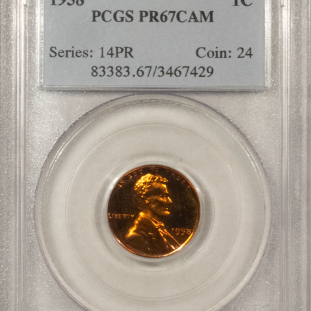 Lincoln Cents (Wheat) 1958 PROOF LINCOLN CENT – PCGS PR-67 CAM, PRETTY! FULL RED CAMEO!