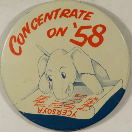 New Store Items 1958 EISENHOWER 3″ CONCENTRATE ON ’58 MIDTERM BUTTON – EXCELLENT!