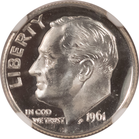 New Certified Coins 1961 PROOF ROOSEVELT DIME – NGC PF-69 CAMEO, WHITE!