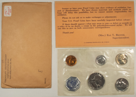 New Store Items 1961 US 5 COIN SILVER PROOF SET – GEM PROOF IN ORIGINAL ENVELOPE!