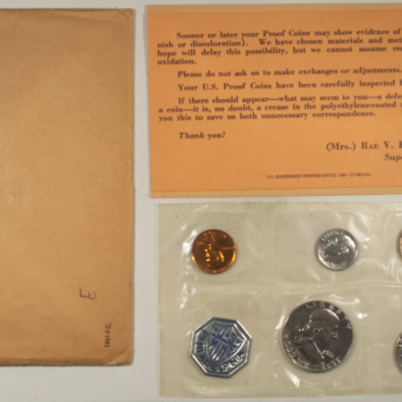 New Store Items 1961 US 5 COIN SILVER PROOF SET – GEM PROOF IN ORIGINAL ENVELOPE!