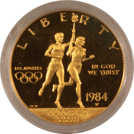 Bullion 1984-W $10 U.S. OLYMPICS GOLD COMMEMORATIVE .4838 AGW ORIGINAL PROOF IN CAPSULE!