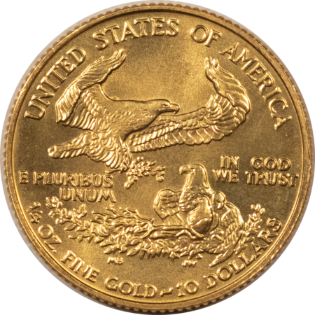 American Gold Eagles, Buffaloes, & Liberty Series 1986 $10 AMERICAN GOLD EAGLE, 1/4 OZ – FRESH GEM BU! FIRST YEAR ROMAN NUMERAL!