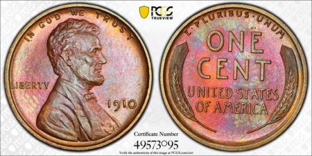 Lincoln Cents (Wheat) 1910 MATTE PROOF LINCOLN CENT – PCGS PR-64+ RB, REALLY PRETTY & PQ! LOOKS GEM!