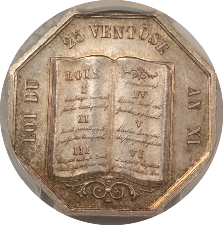 Exonumia FRANCE JETON, AN XI 1880-DT LEROUGE-164 AG CORNE 1, 27mm SILVER OCT. PCGS MS-64
