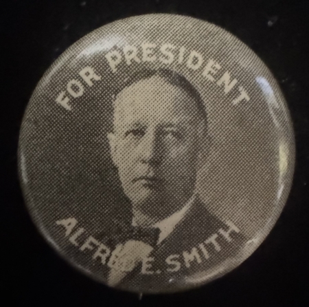 New Store Items 1928 “FOR PRESIDENT ALFRED E. SMITH” 7/8″ CELLULOID BUTTON-UNCOMMON & near-MINT!