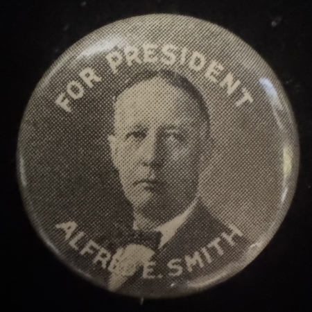 New Store Items 1928 “FOR PRESIDENT ALFRED E. SMITH” 7/8″ CELLULOID BUTTON-UNCOMMON & near-MINT!