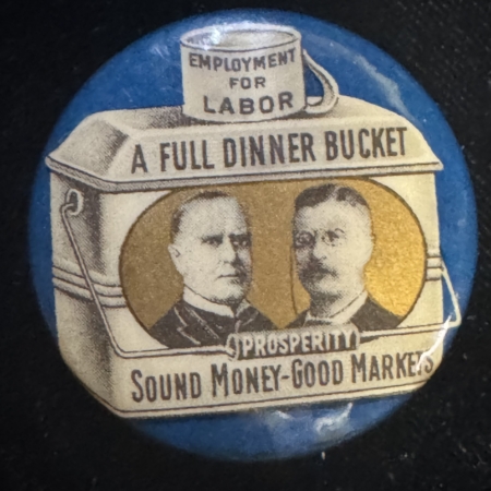 New Store Items 1900 McKINLEY-ROOSEVELT 1 1/4″ CLASSIC DINNER BUCKET JUGATE, BRIGHT & NEAR-MINT!