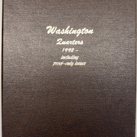 Early Commems DANSCO #8141 WASHINGTON QUARTERS ALBUM, 1992-03, W/ PROOF SPOTS, TWO PAGES, NICE