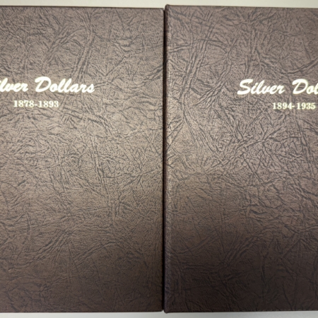 Early Commems DANSCO #7173 & 7174 SILVER DOLLARS, BOTH ALBUMS 1878-1935 5 PAGES EACH, PRISTINE
