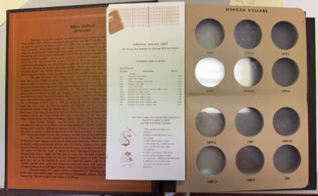 Early Commems DANSCO #7173 & 7174 SILVER DOLLARS, BOTH ALBUMS 1878-1935 5 PAGES EACH, PRISTINE
