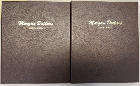 Early Commems DANSCO #7178 & 7179 MORGAN DOLLARS, BOTH ALBUMS 1878-1921 4 PAGES EA + SLIPCASES