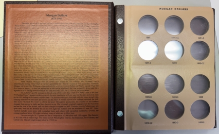 Early Commems DANSCO #7178 & 7179 MORGAN DOLLARS, BOTH ALBUMS 1878-1921 4 PAGES EA + SLIPCASES