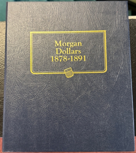 Early Commems WHITMAN CLASSIC #9128 MORGAN DOLLARS 1878-1891 BOOKSHELF ALBUM, SIX PAGES, NICE