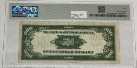 New Store Items 1934 $500 FEDERAL RESERVE NOTE, F-ATLANTA, FR#2201, DARK GREEN, PMG VF-30, NICE