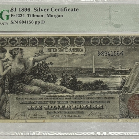 Large Silver Certificates 1896 $1 SILVER CERTIFICATE EDUCATIONAL FR#224 PMG EF-40, GREAT COLOR & NICE NOTE