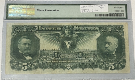 Large Silver Certificates 1896 $5 SILVER CERTIFICATE EDUCATIONAL FR#268 PMG VF-25, MINOR RESTORATION, NICE