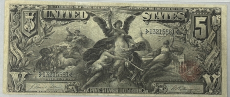 Large Silver Certificates 1896 $5 SILVER CERTIFICATE EDUCATIONAL FR#268 PMG VF-25, MINOR RESTORATION, NICE