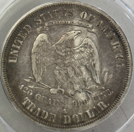 Dollars 1877-S $1 TRADE DOLLAR – ANACS VF-35, NICE MID-CIRC!