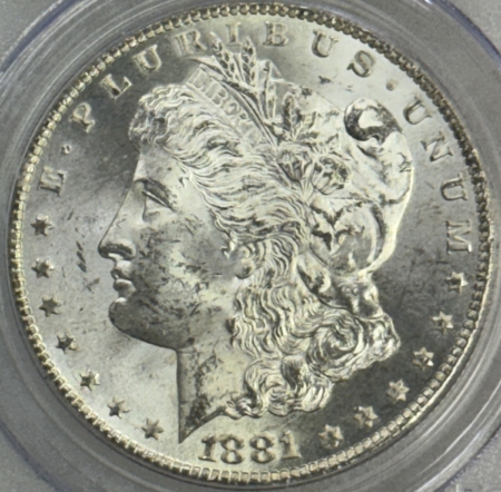 Dollars 1881-CC $1 MORGAN DOLLAR – PCGS MS-63, WHITE & CHOICE & CARSON CITY!