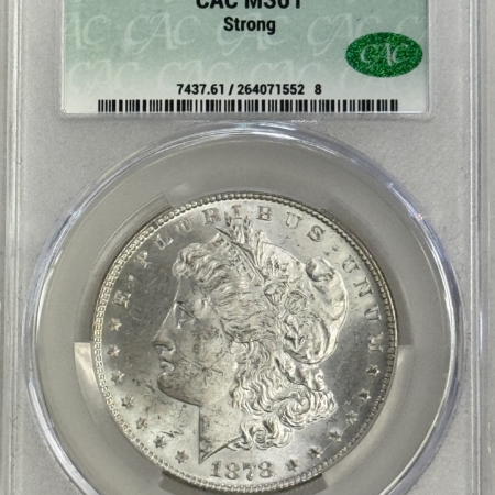 CAC Approved Coins 1878 7/8TF $1 MORGAN DOLLAR, STRONG – CACG MS-61, BLAST WHITE, PQ & CAC!