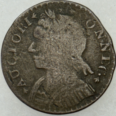 Colonials 1787 CONNECTICUT BUST LEFT AUCTORI COLONIAL – CIRCULATED