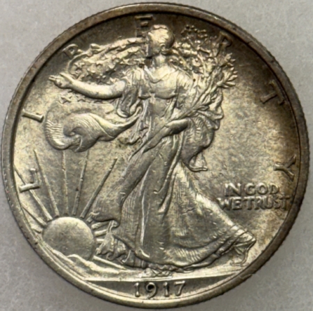 New Store Items 1917 WALKING LIBERTY HALF DOLLAR – FLASHY HIGH GRADE EXAMPLE!